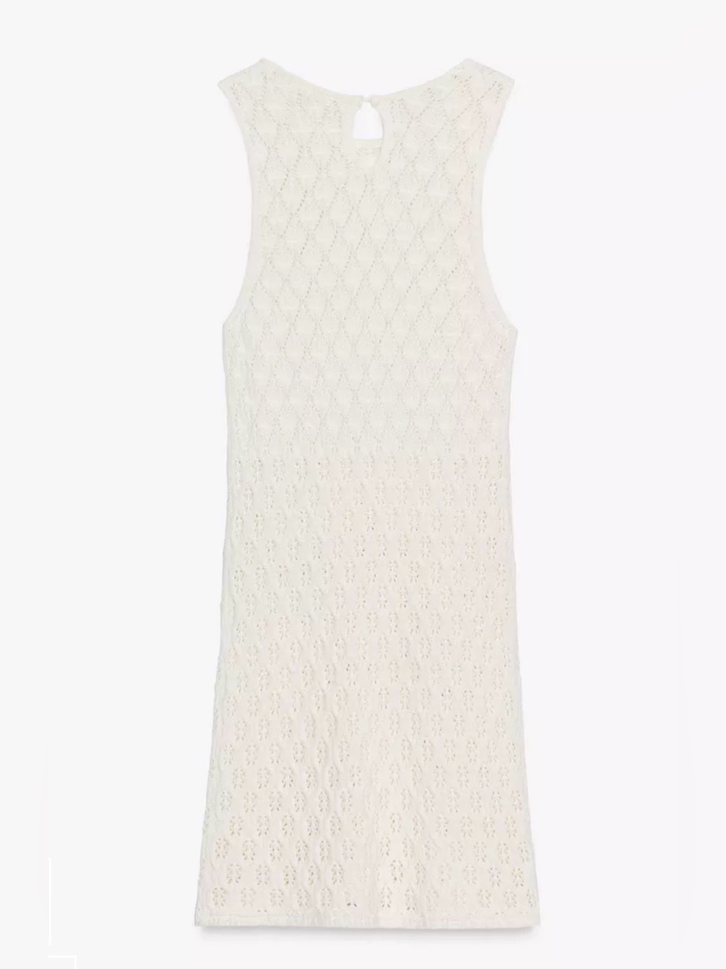 Zara Nwt Ivory Crochet Knit Sleeveless Mini Sweater Dress Women's Large